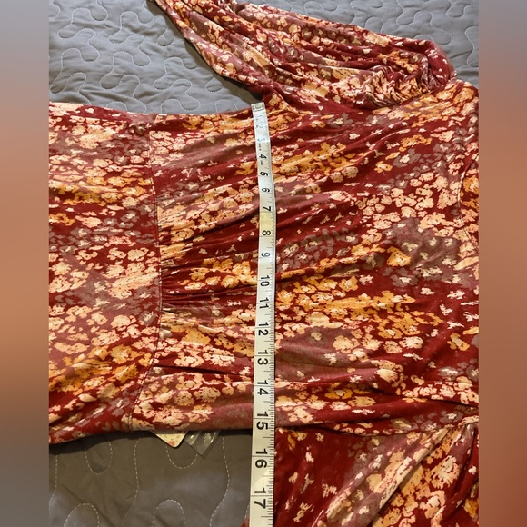 Free People Heartbeats Long Sleeve Rust Floral Mini Dress Size Large - Picture 16 of 16